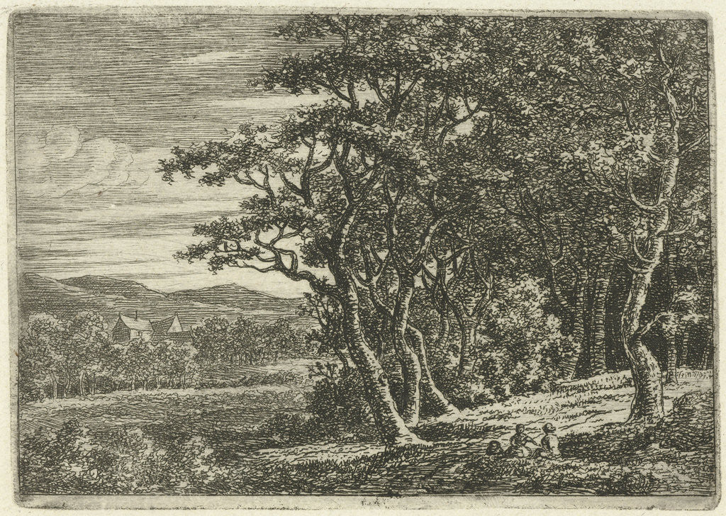 Detail of Two children sitting at a forest edge by Ernst Willem Jan Bagelaar