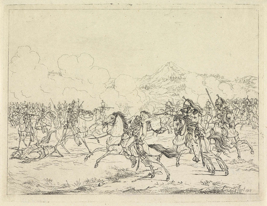 Detail of fall of Frederick William, Duke of Brunswick, 1815 by Gerardus Emaus de Micault