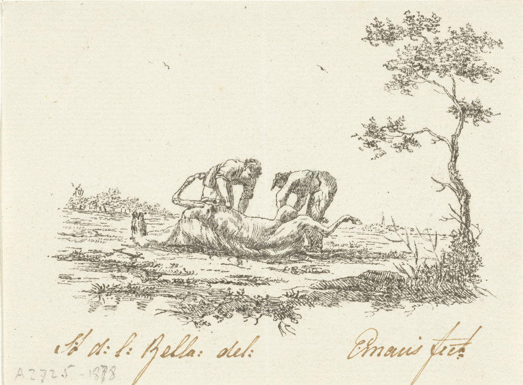 Detail of Two horses skinners by Gerardus Emaus de Micault