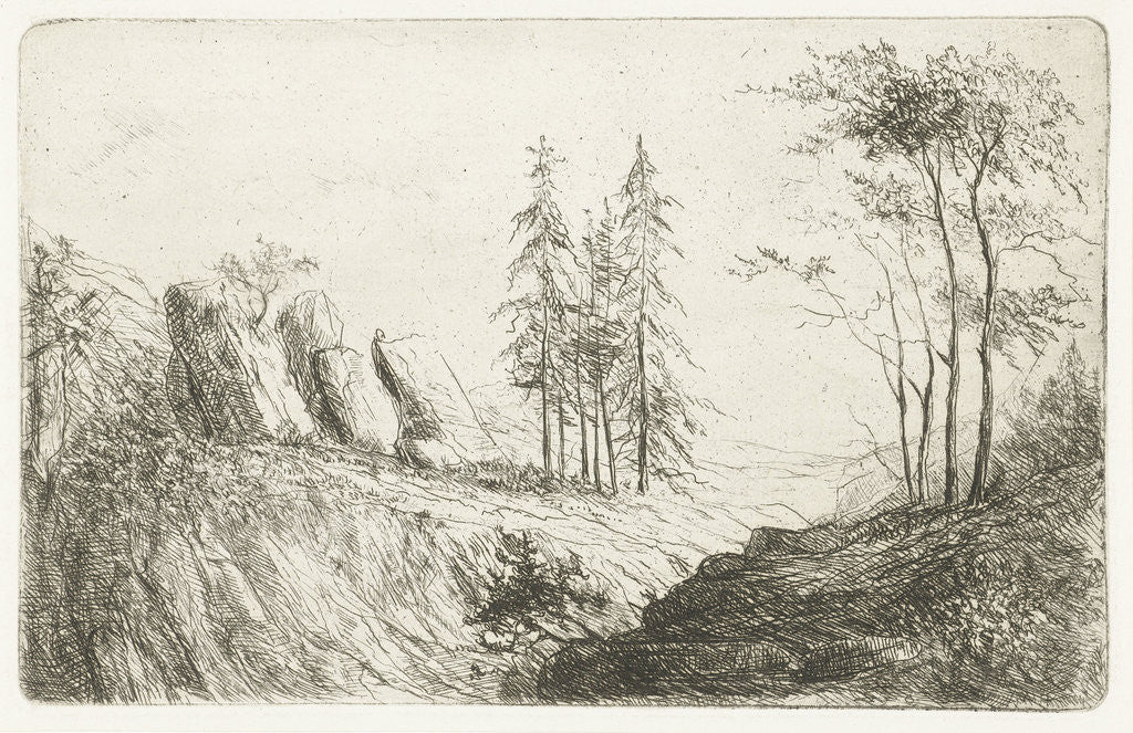 Detail of Mountain landscape with trees by Willem Matthias Jan van Dielen