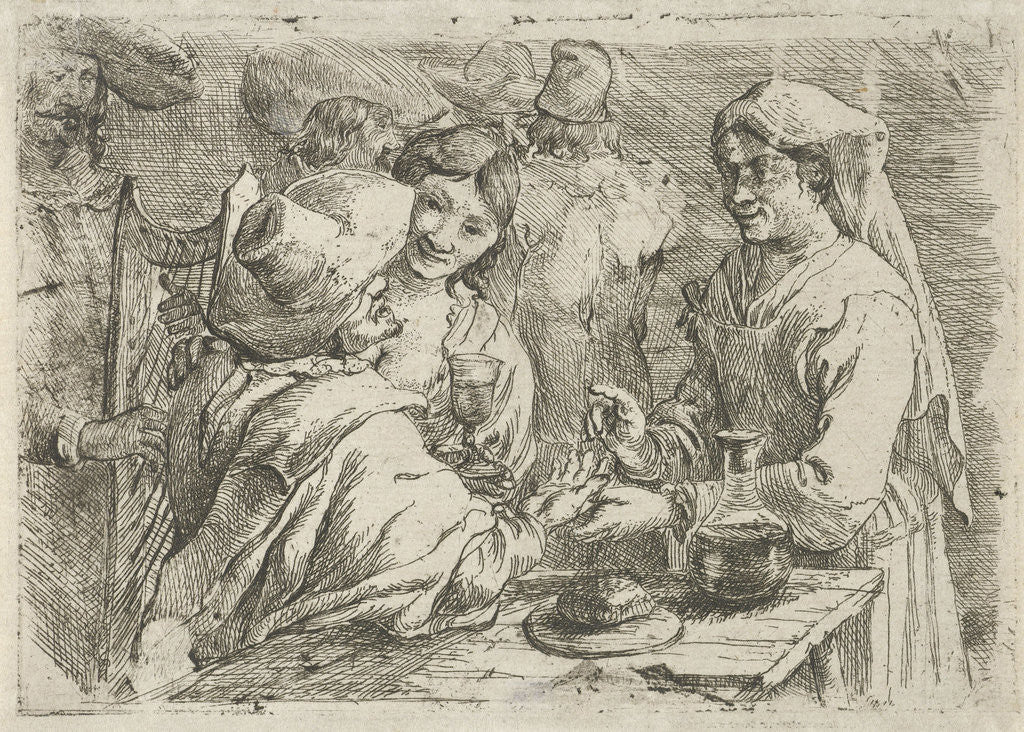 Detail of Fortune teller with a customer by Jan van Ossenbeeck