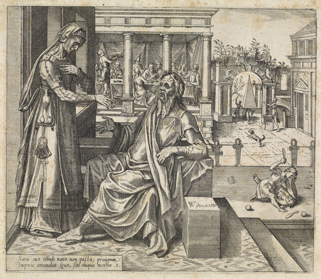 Detail of Sara asks Abraham to send Hagar and Ishmael away by Willem Thibaut