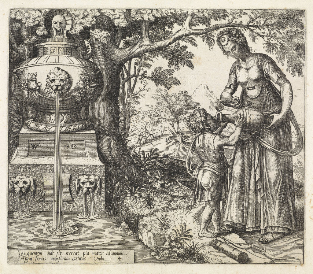 Detail of Hagar gives a drink to Ishmael by Willem Thibaut