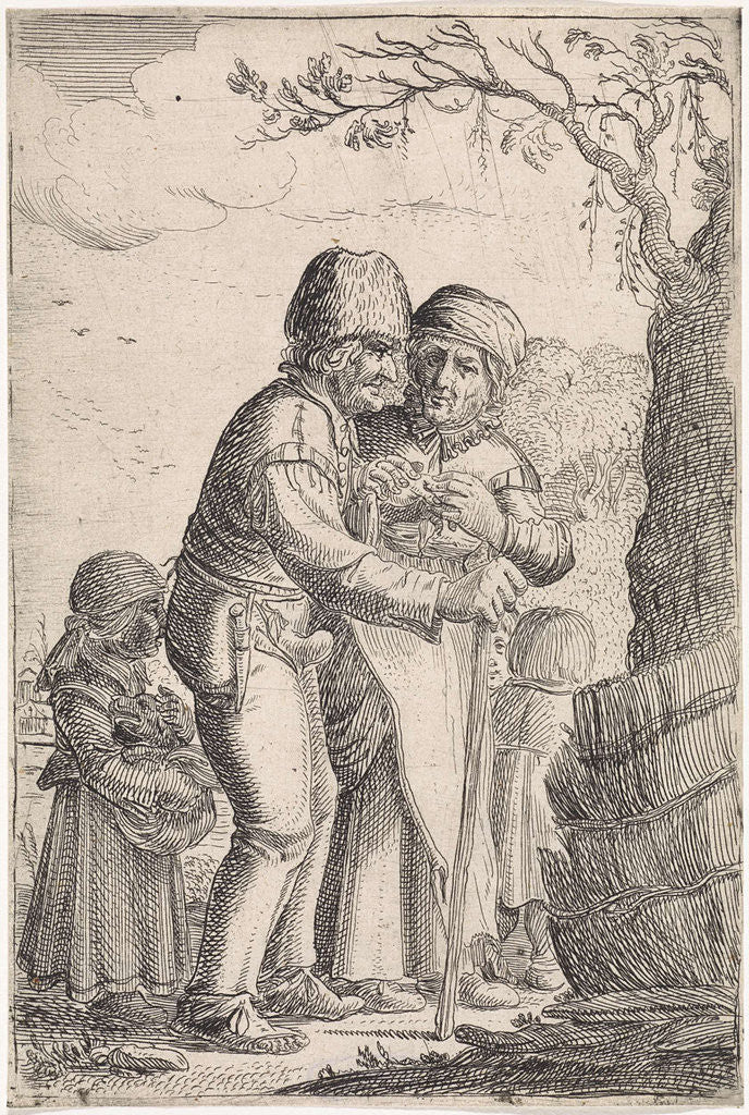 Detail of Farmer Couple and three children in a tree by Anonymous