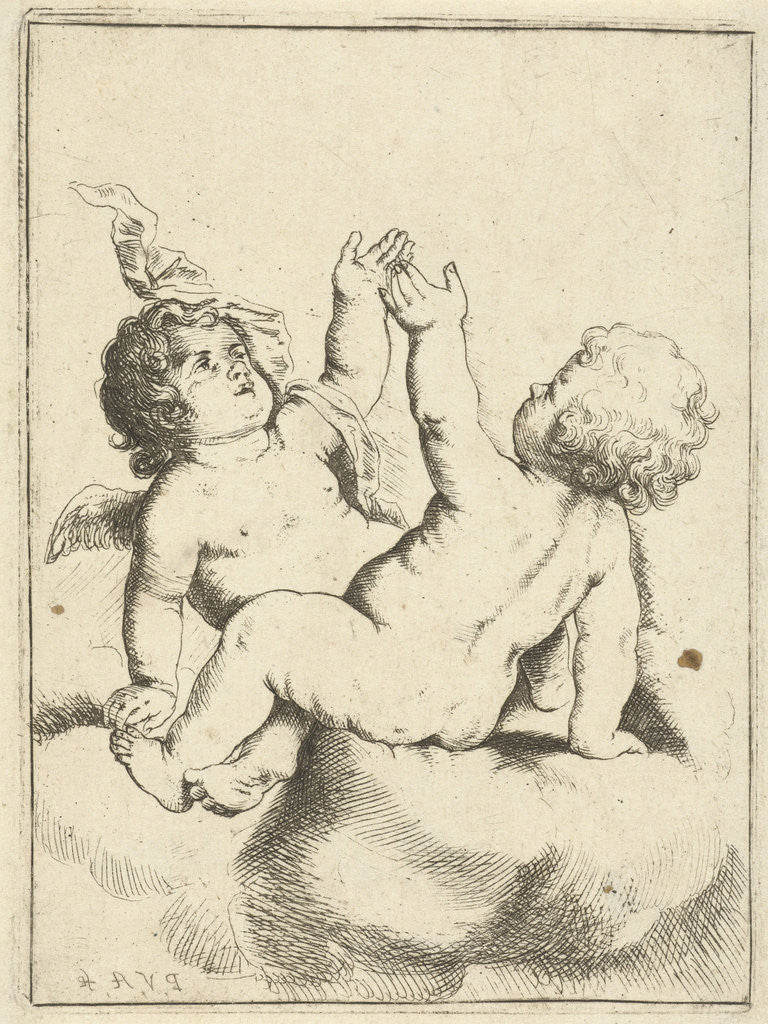 Detail of An angel and a child on a cloud by Pieter van Avont