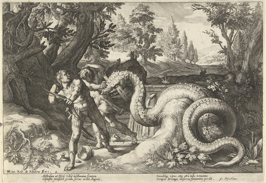 Detail of The dragon kills the companions of Cadmus by G. Rijckius