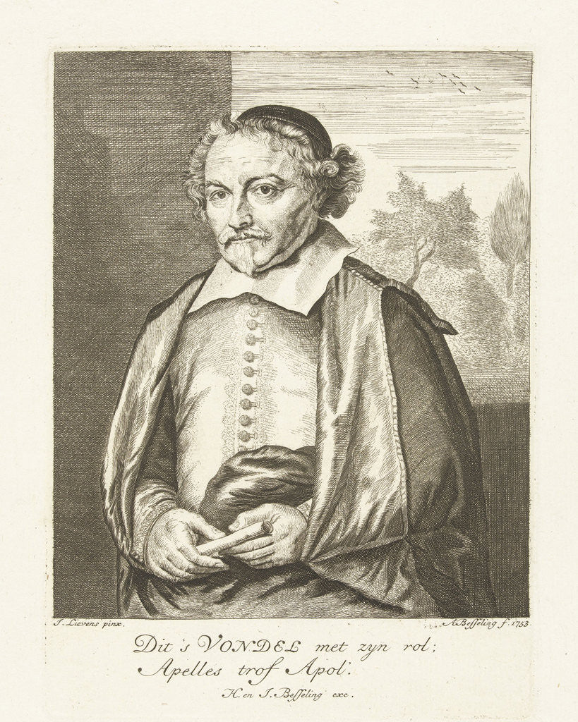 Detail of Portrait of Joost van den Vondel by Hermanus & Johannes Besseling