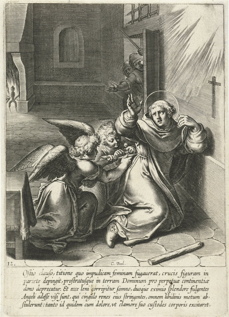 Detail of Two angels tie a rope to Thomas middle by Otto van Veen