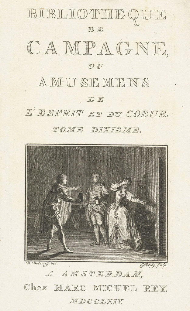 Detail of Title page for: Library Campaign. Tome dixième, Amsterdam, The Netherlands, 1764 by Marc Michel Rey