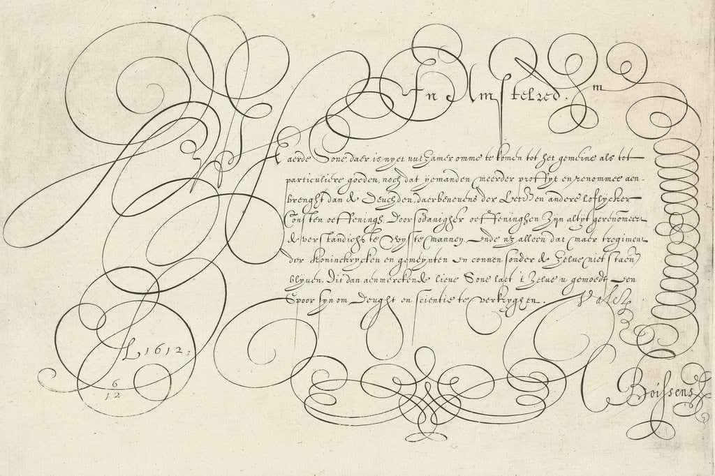 Detail of Calligraphy Waerde Sone daer is nuet nutzamer omme te komen tot het gemeine als tot particuliere goeden by Anonymous