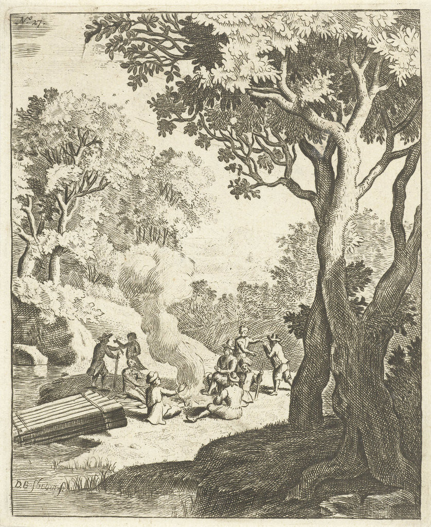 Detail of Men at a campfire by Dirck Bosboom