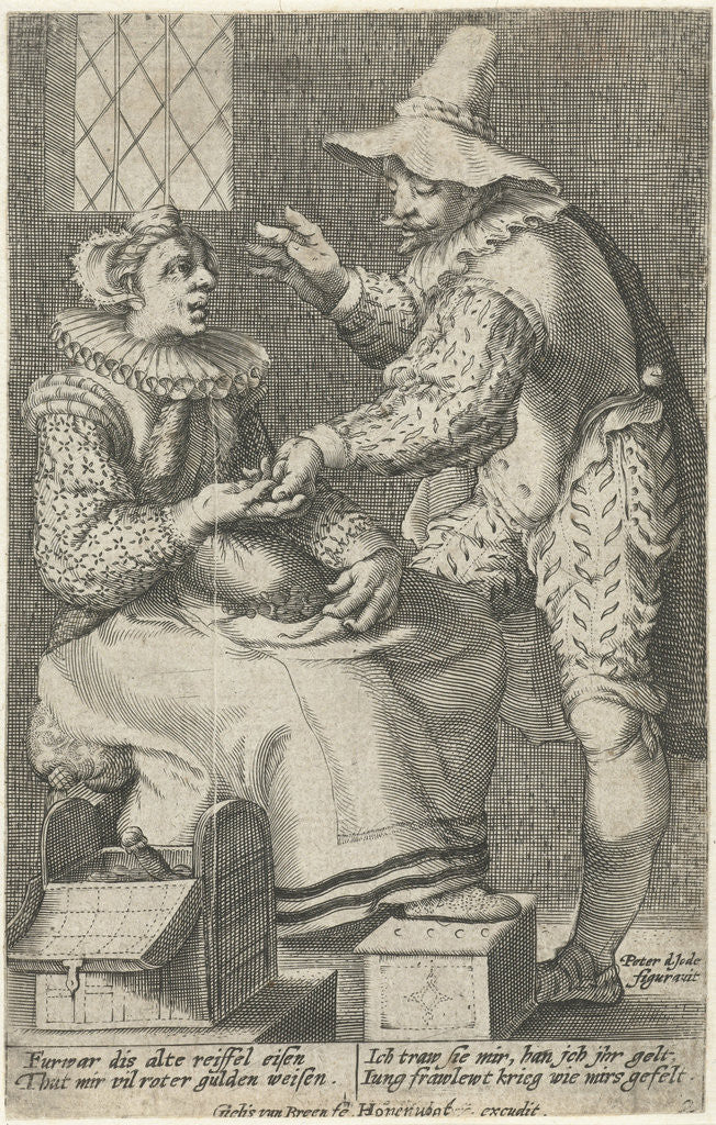 Detail of The unequal love couple: Old woman and young man by Jacques Honervogt I