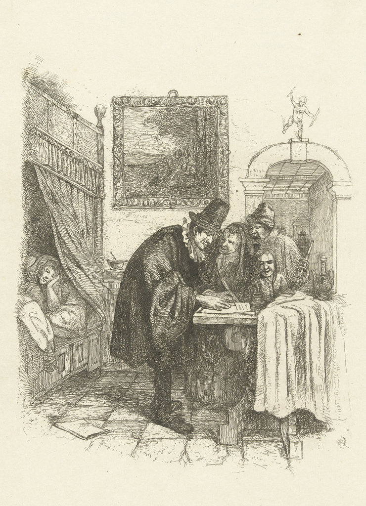 Detail of Doctor house calls a sick woman by Jan Havicksz. Steen
