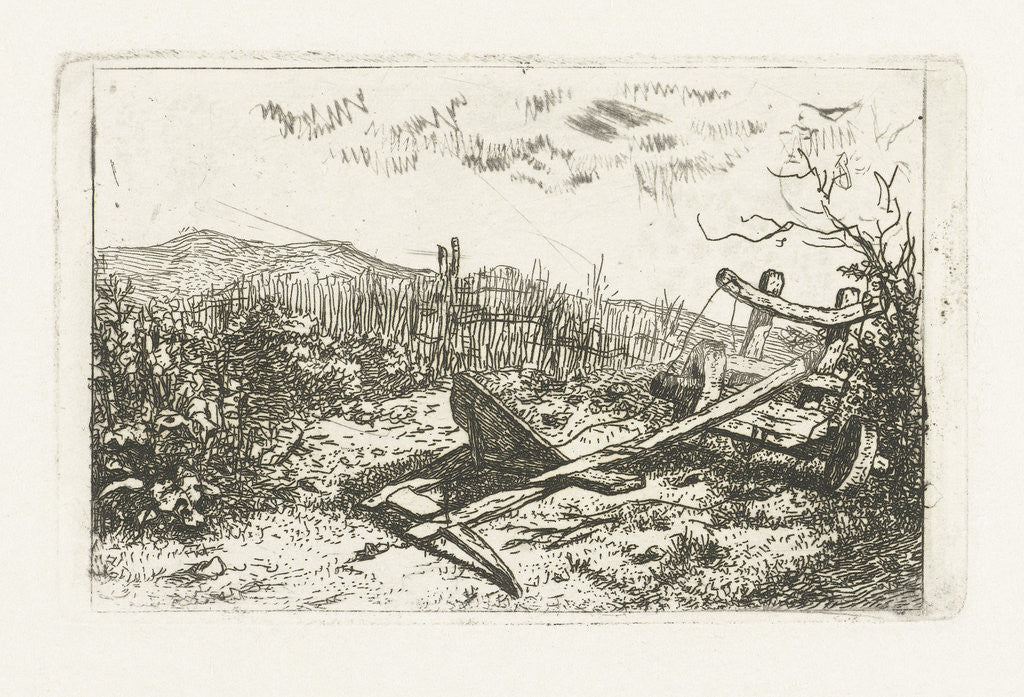 Detail of plow at a fence by Albertus Brondgeest