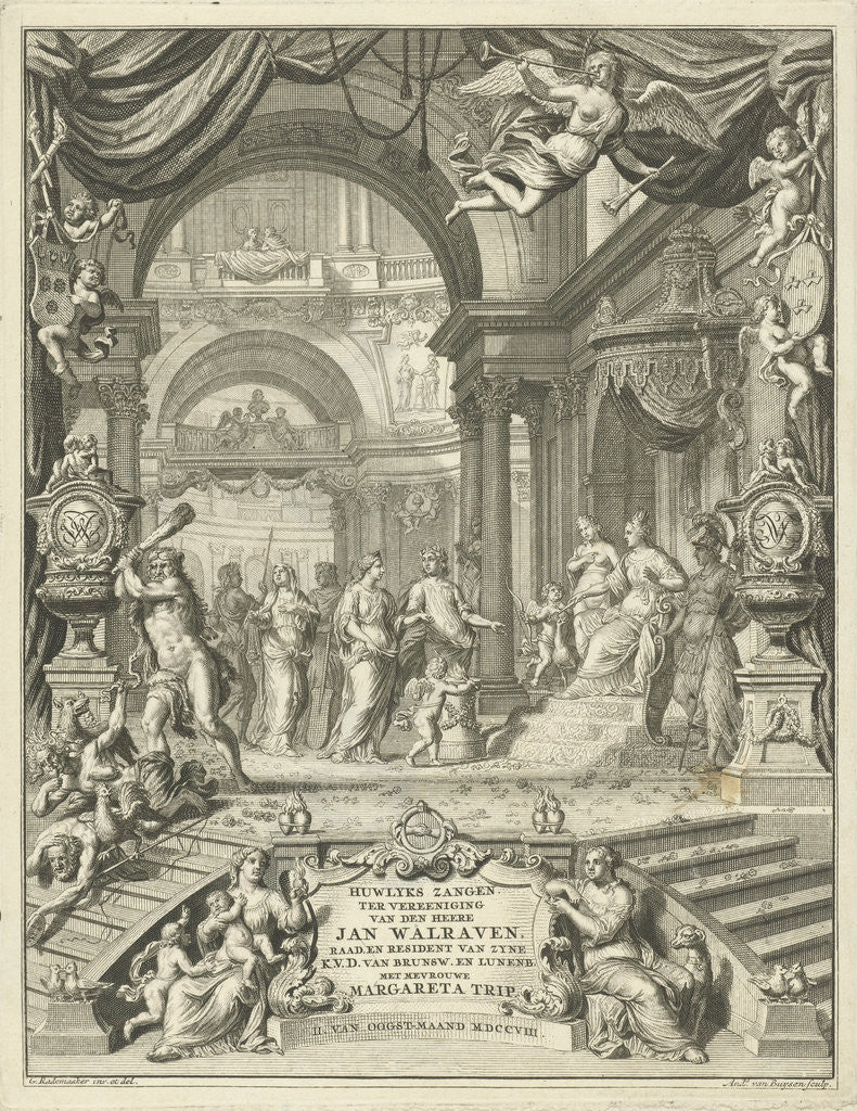 Detail of Title page for: Huwlykszangen for the union of the lord Jan Walraven. Ms. Margareta old sites by Andries van Buysen Sr