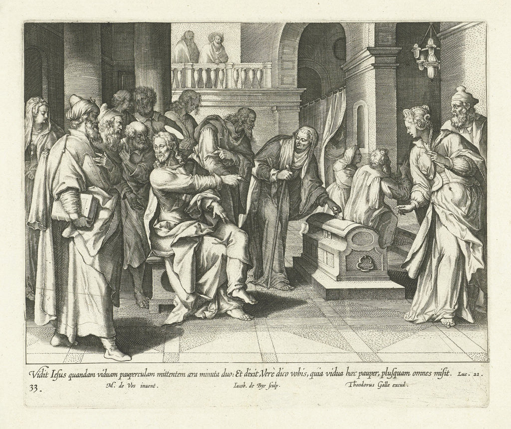 Detail of Generosity of the poor widow by Theodoor Galle