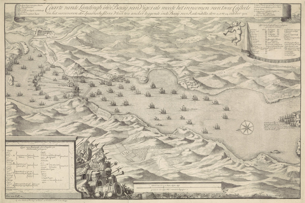 Detail of Map of the Battle of Vigo, October 23, 1702 by Anna Beeck