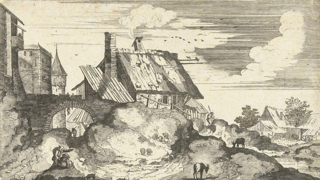 Detail of Landscape with gate by Maerten de Cock