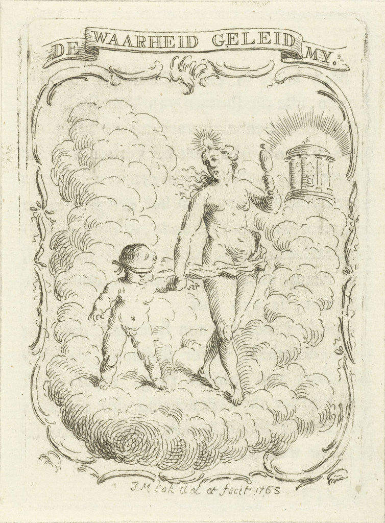 Detail of Vignette with a blindfolded child that is led by the Truth by Jan Matthias Cok