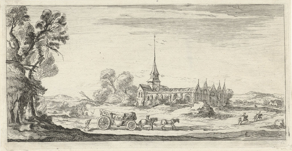 Detail of Landscape with monastery by Lievin Cruyl