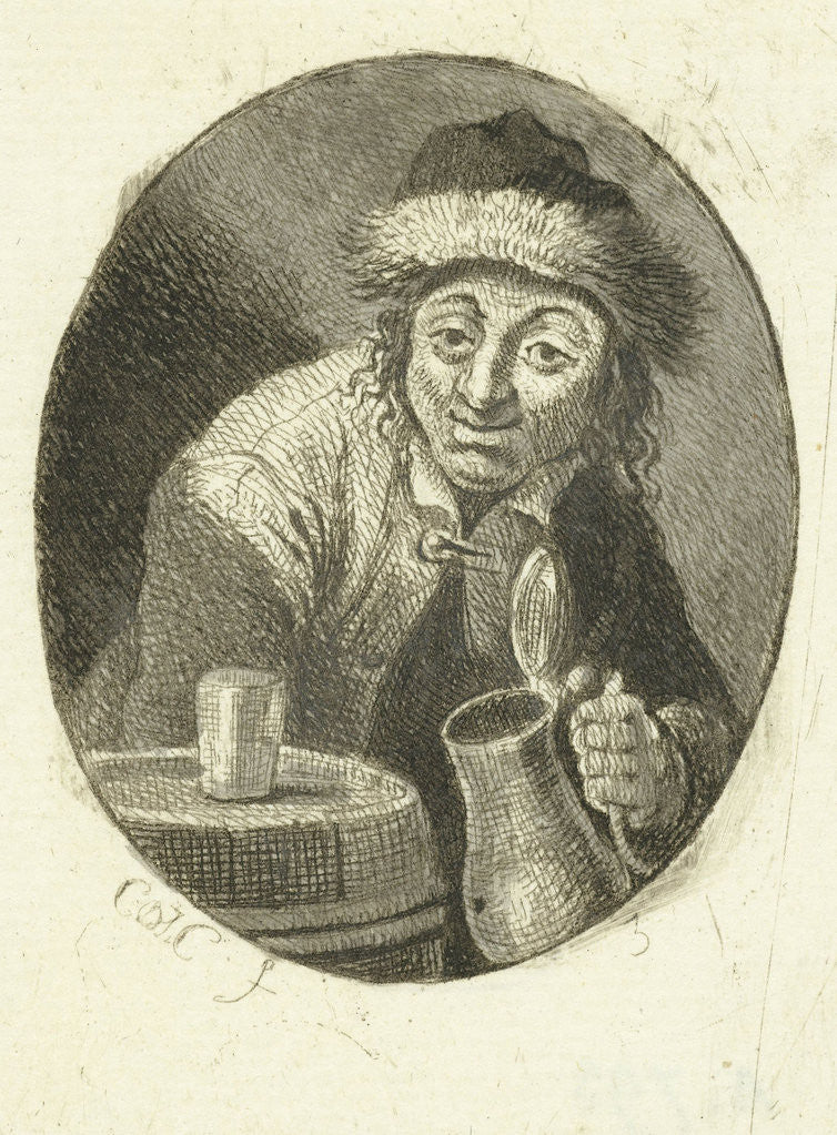 Detail of Man with jug and glass by Cornelis van Cuylenburgh II