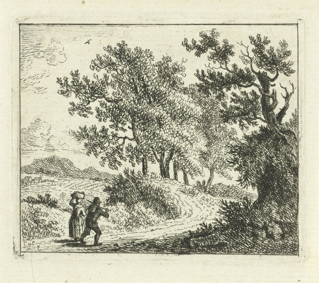Detail of Hilly landscape with travelers by Cornelis van Cuylenburgh II