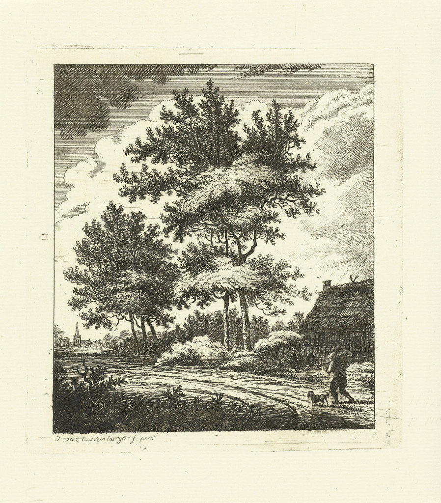 Detail of Landscape with country road by Johannes van Cuylenburgh