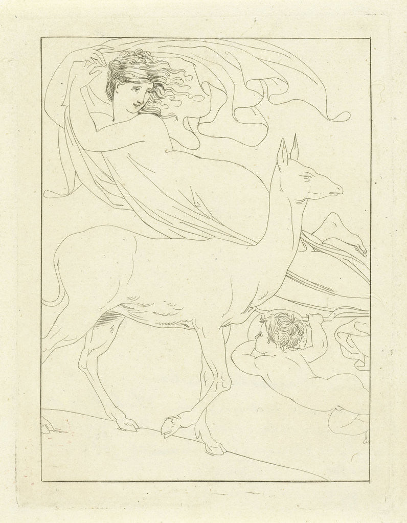 Detail of Venus and Cupid floating in the air with deer by David Pièrre Giottino Humbert de Superville