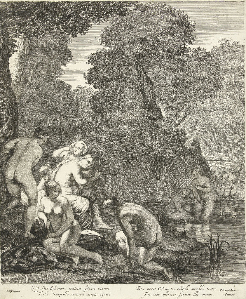 Detail of Diana and her nymphs discovered by Actaeon by Petrus Schenk