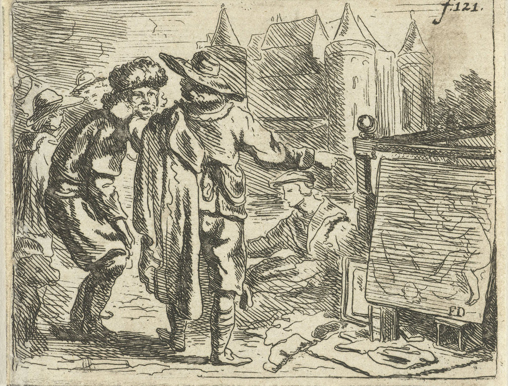 Detail of Man with fur hat pulled to his ear by Francoys Dancx