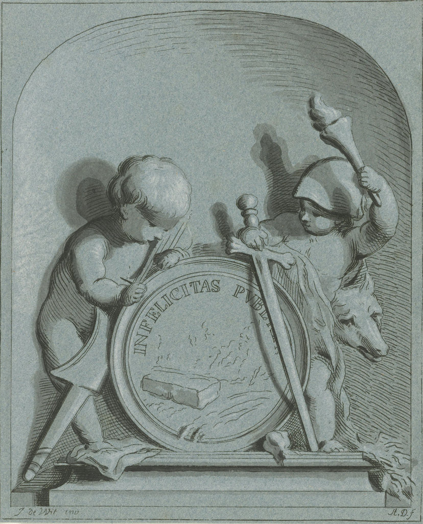 Detail of Allegory with two putti by Abraham Delfos