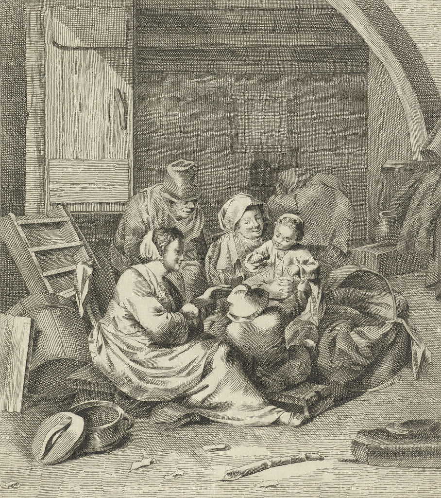 Detail of Interior with peasant family by Cornelis Pietersz. Bega