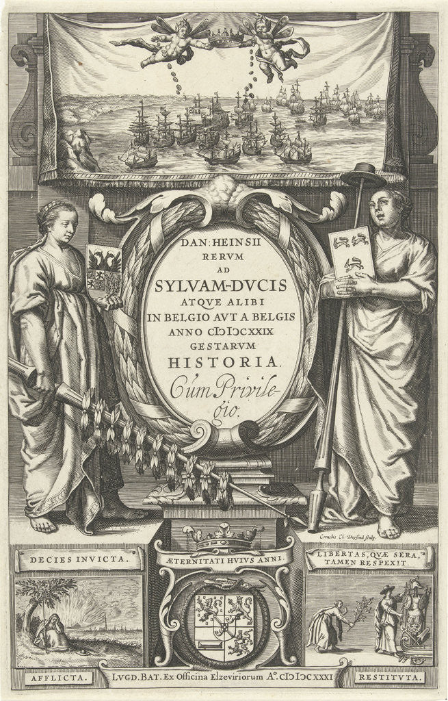 Detail of Title page for D. Heinsius Rervm ad Sylvam-Dvcis atqve alibi in Belgio avt a Belgis anno M DCXXIX gestarvm historia. 1631 by Anonymous