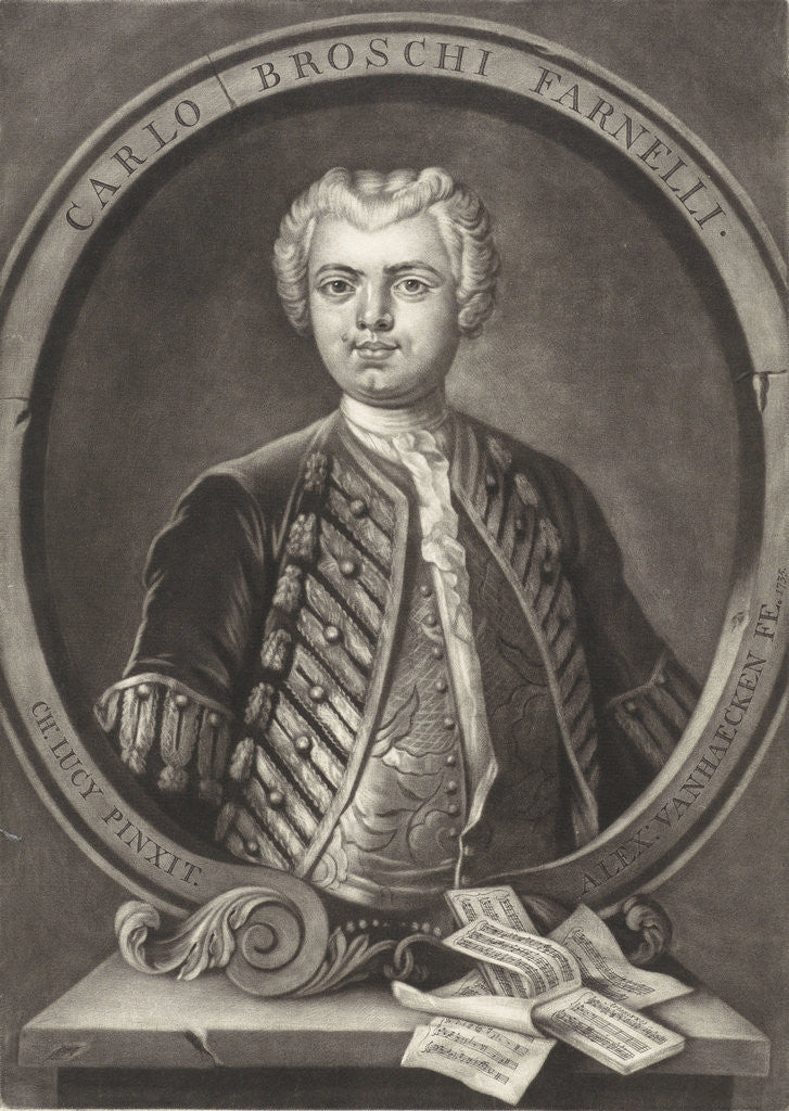Detail of Portrait of Carlo Broschi by Alexander van Haecken