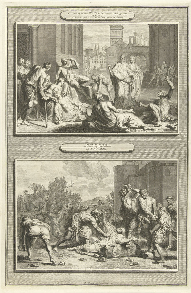 Detail of Peter heals the sick, the stoning of Stephen by Pieter Mortier