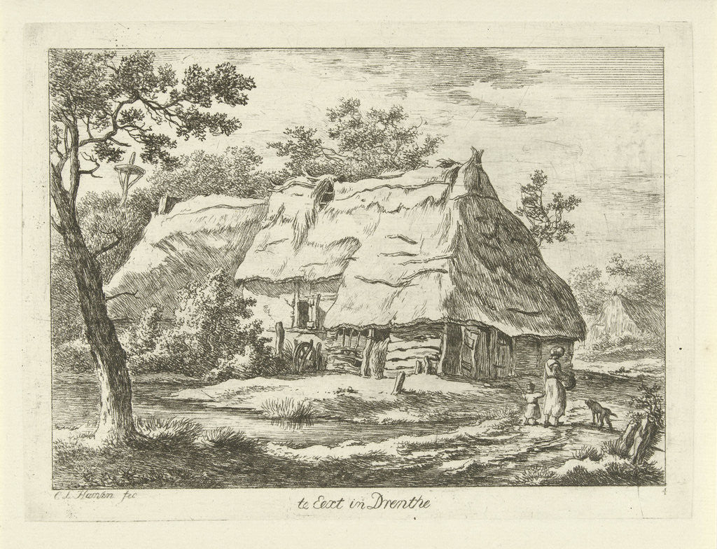 Detail of Woman with child at a farm by Carel Lodewijk Hansen