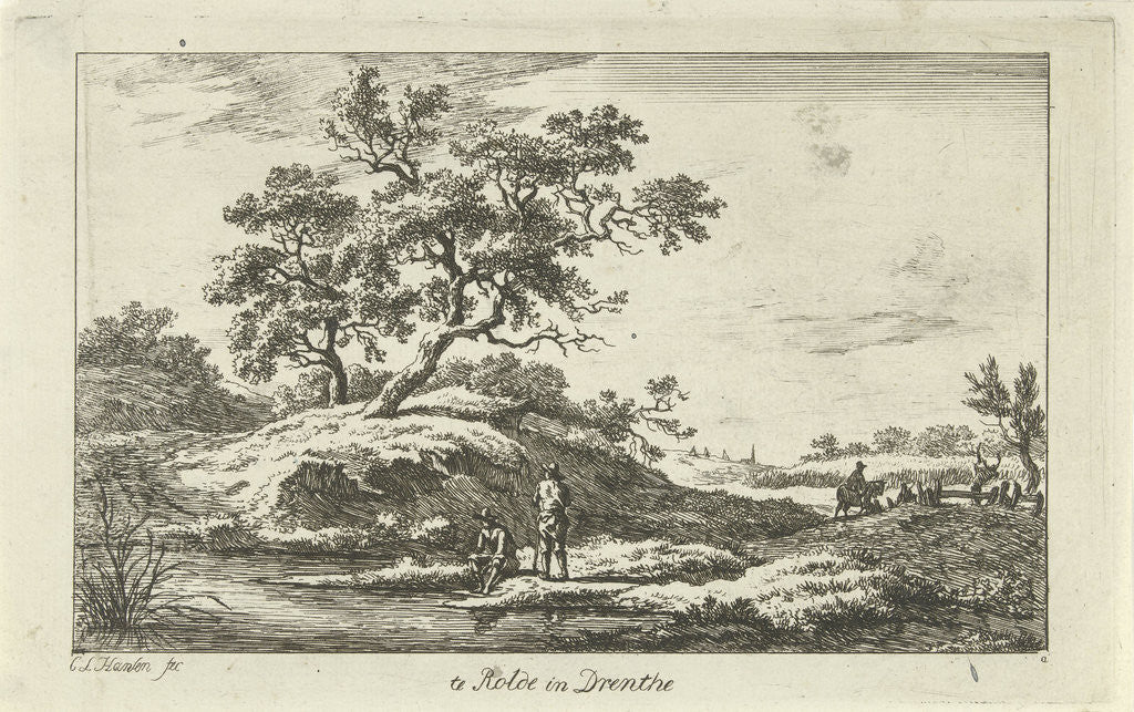 Detail of Travelers on the waterfront by Carel Lodewijk Hansen