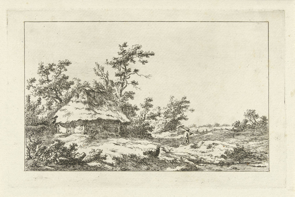 Detail of Man with rake in a barn by Carel Lodewijk Hansen