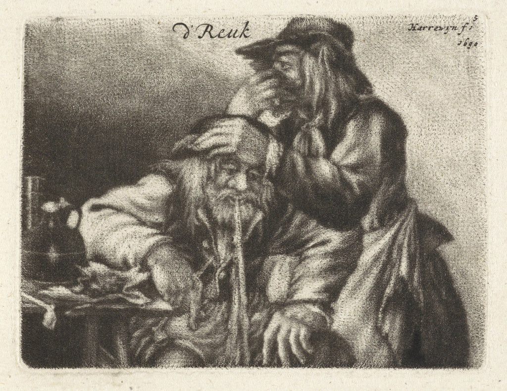 Detail of Vomiting man by Jacobus Harrewijn