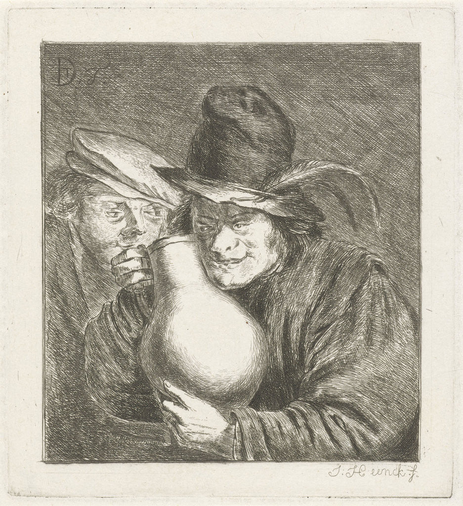 Detail of Two farmers with a jug by Jabes Heenck