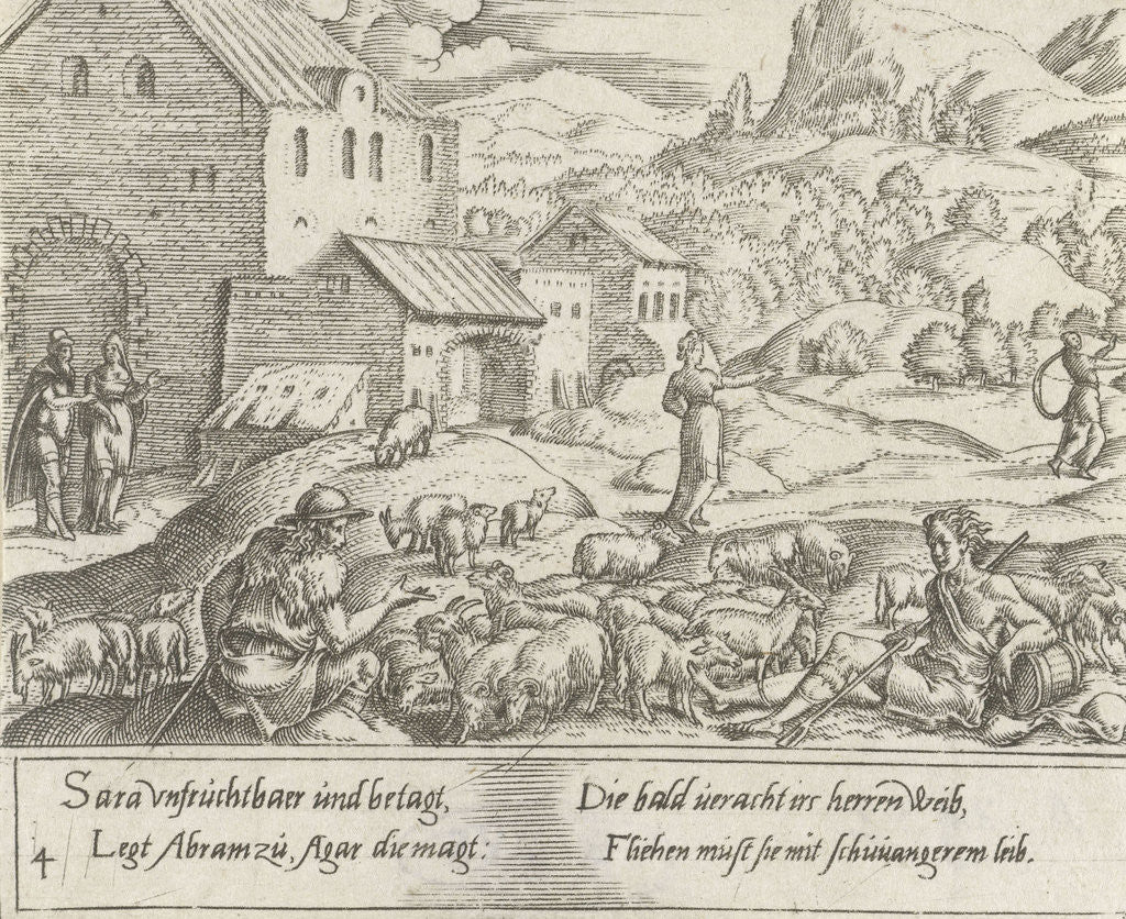 Detail of Sara repudiates the pregnant Hagar by Cornelis Bos