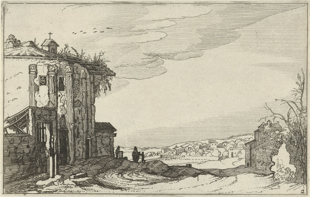 Detail of Ruin with Corinthian columns by Claes Jansz. Visscher II