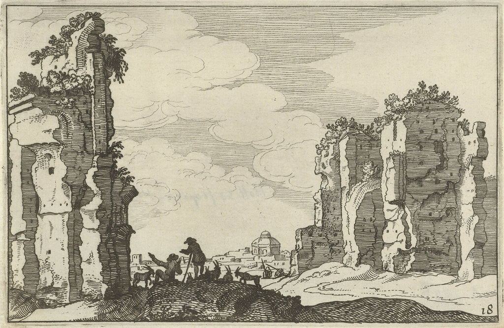 Detail of Ruins of the Baths of Caracalla, Rome, Italy by Claes Jansz. Visscher II