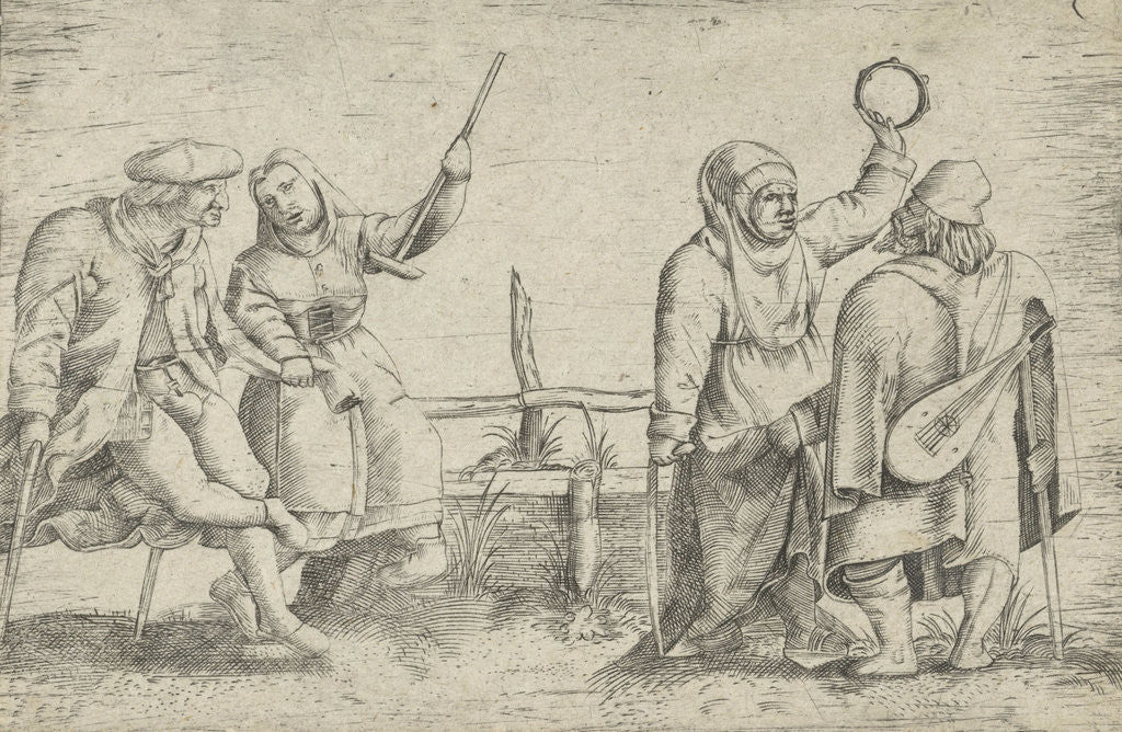 Detail of Two crippled dancers and musicians by Cornelis Massijs