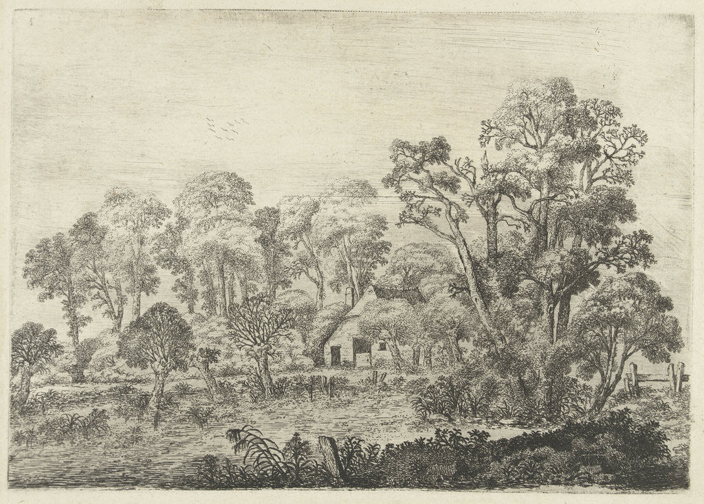 Detail of Landscape with farm at a pond by Jan van Brosterhuyzen