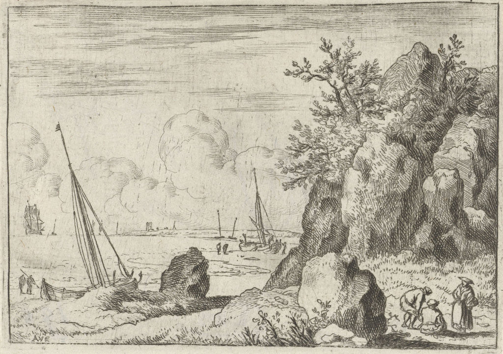 Detail of Seascape with sailing ships by Allaert van Everdingen