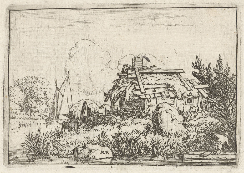 Detail of Derelict house near the water by Allaert van Everdingen