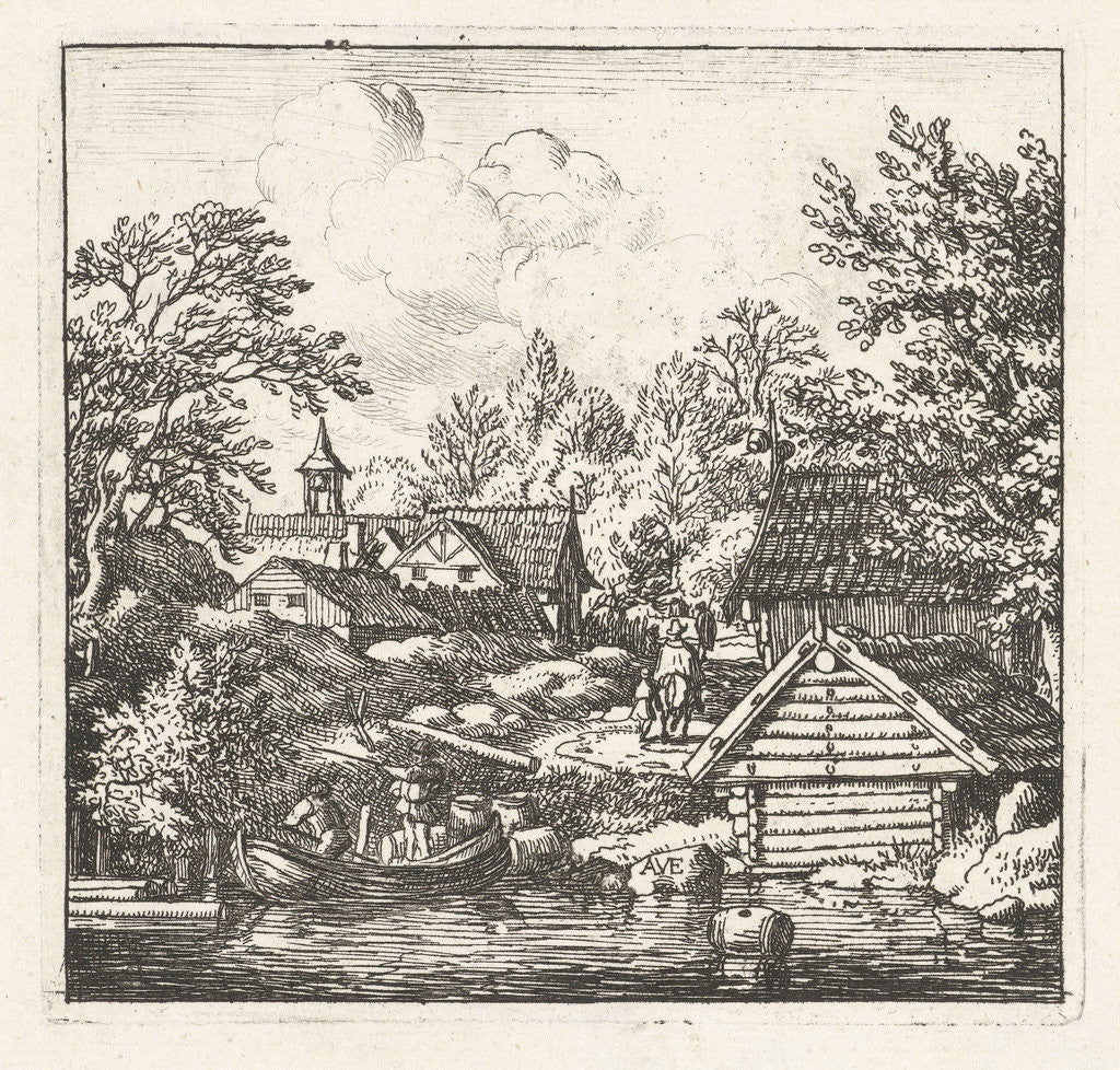 Detail of Village with barge by Allaert van Everdingen
