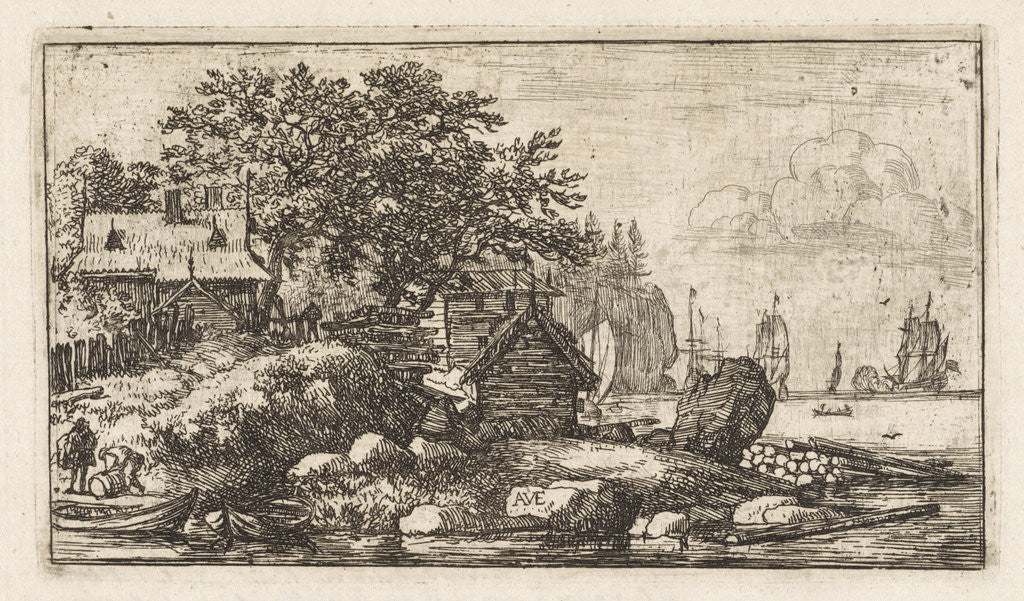 Detail of River Landscape with two rowboats by Allaert van Everdingen