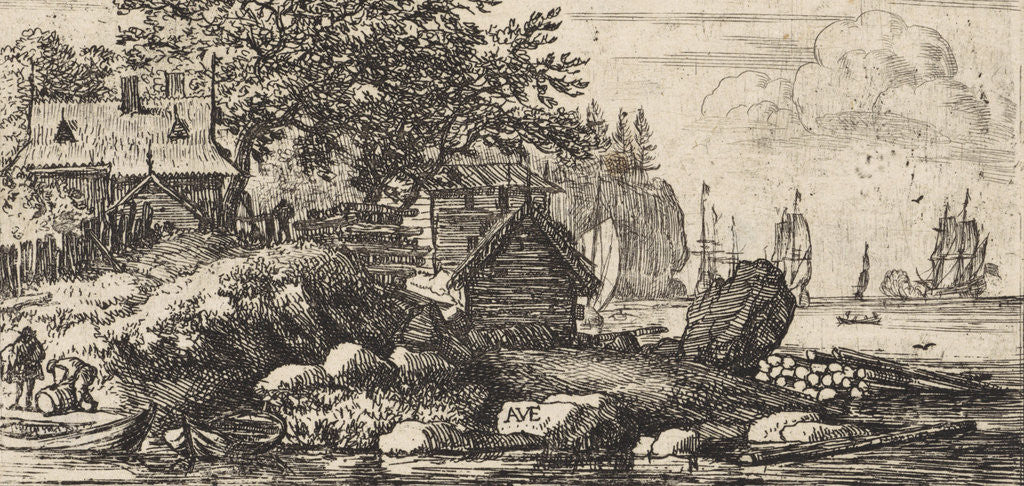 Detail of River Landscape with two rowboats by Allaert van Everdingen
